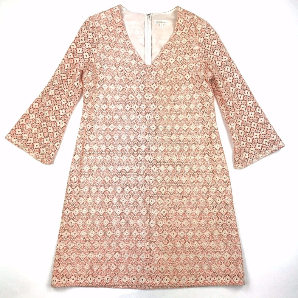 Shoshanna 3/4 Sleeve V-Neck Shift Dress Sz 8